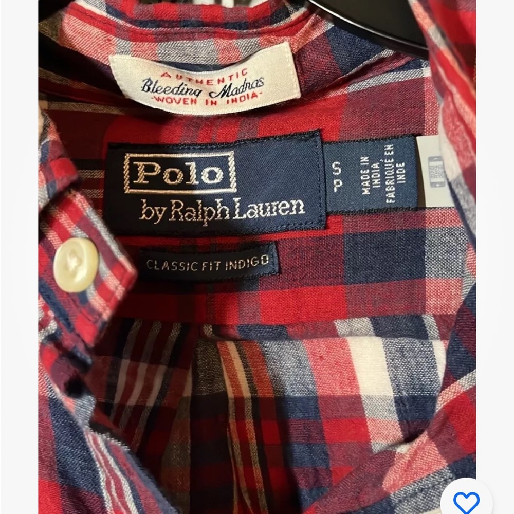 NWT Polo Indigo Authentic Indian Madras Half Button Pullover LS w Pocket Size S - Picture 4 of 7